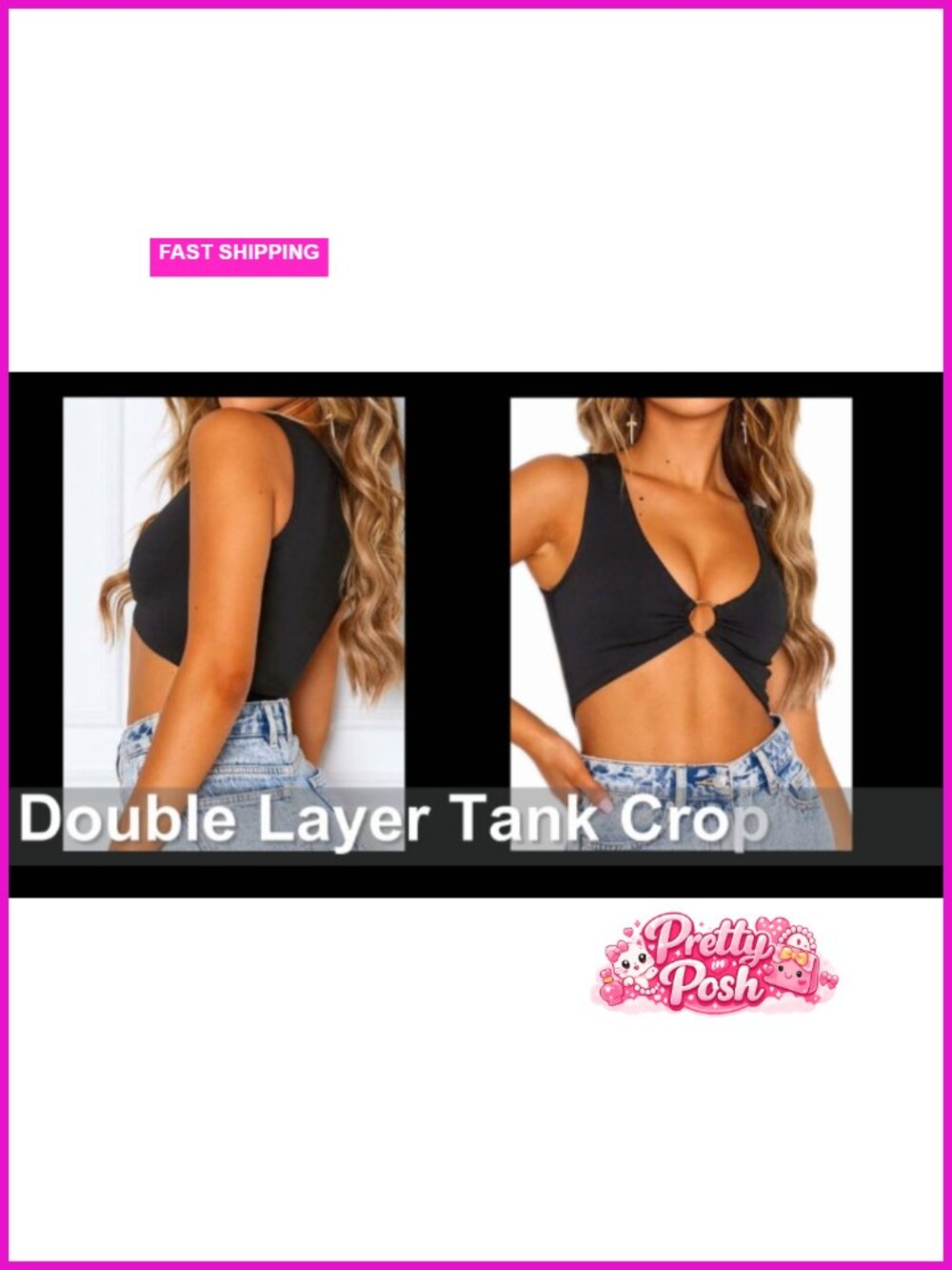 Deep V Neck Corset Crop Top with Adjustable Straps - Picture 5 of 5